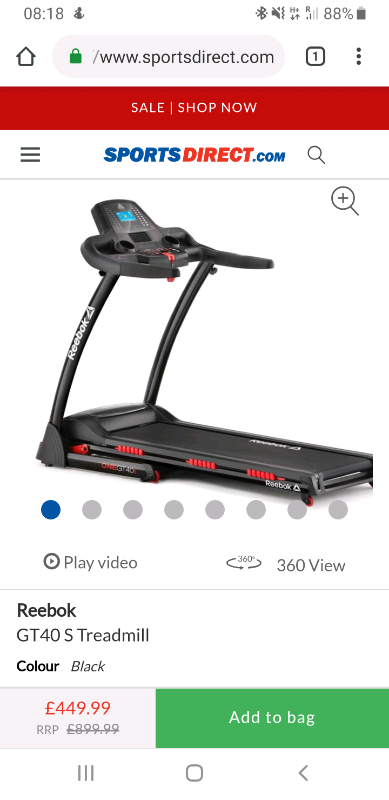 reebok one gt40s treadmill sports direct